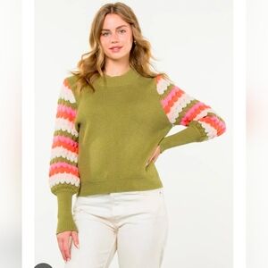 THML Multicolor Bubble Sleeve Knit Sweater - Size Medium